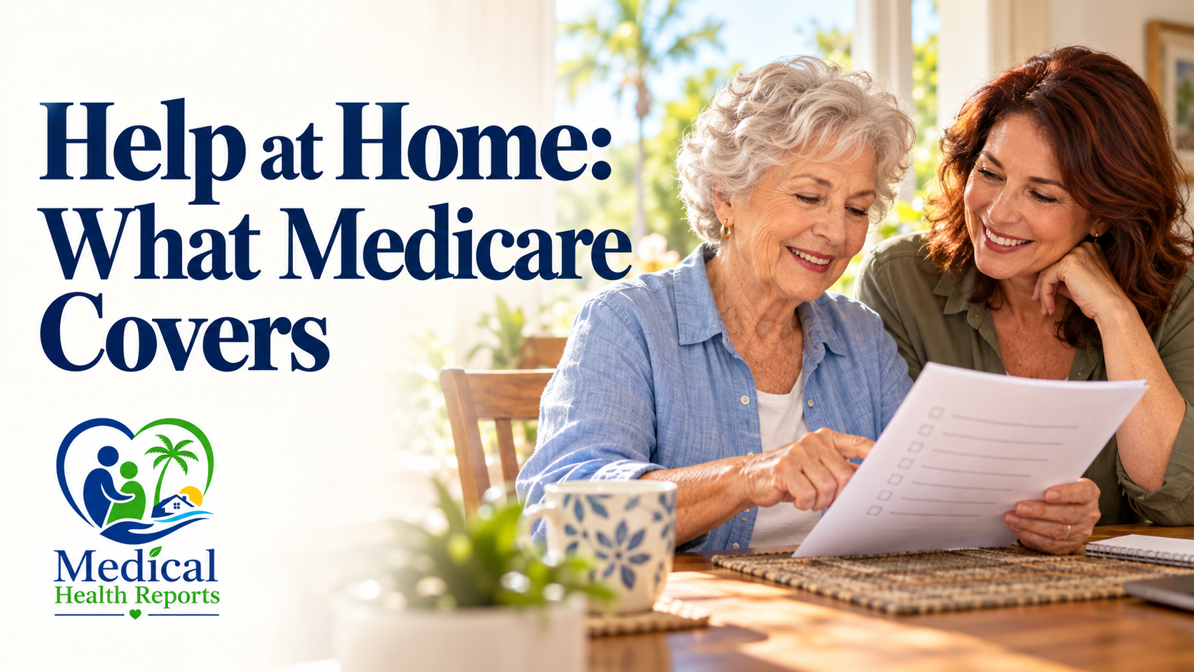 Older adult and daughter reviewing a list of help needed at home.